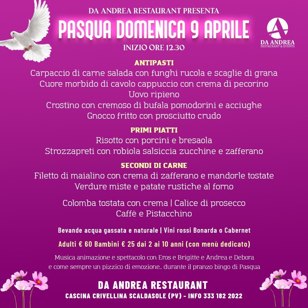 Da Andrea Restaurant & Events - Ristorante, Matrimoni, Cerimonie, Eventi, Feste, Battesimi, Cresime, Comunioni, Pesce, Carne - Scaldasole - Pavia